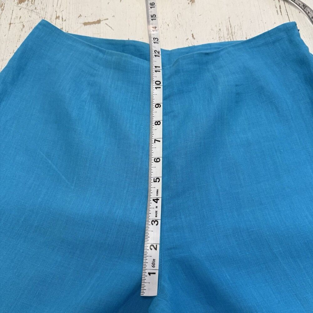 Ecologie Linen Cropped Pants Wide Leg Size 10 Lagenlook Embroidered Summer - Picture 7 of 9